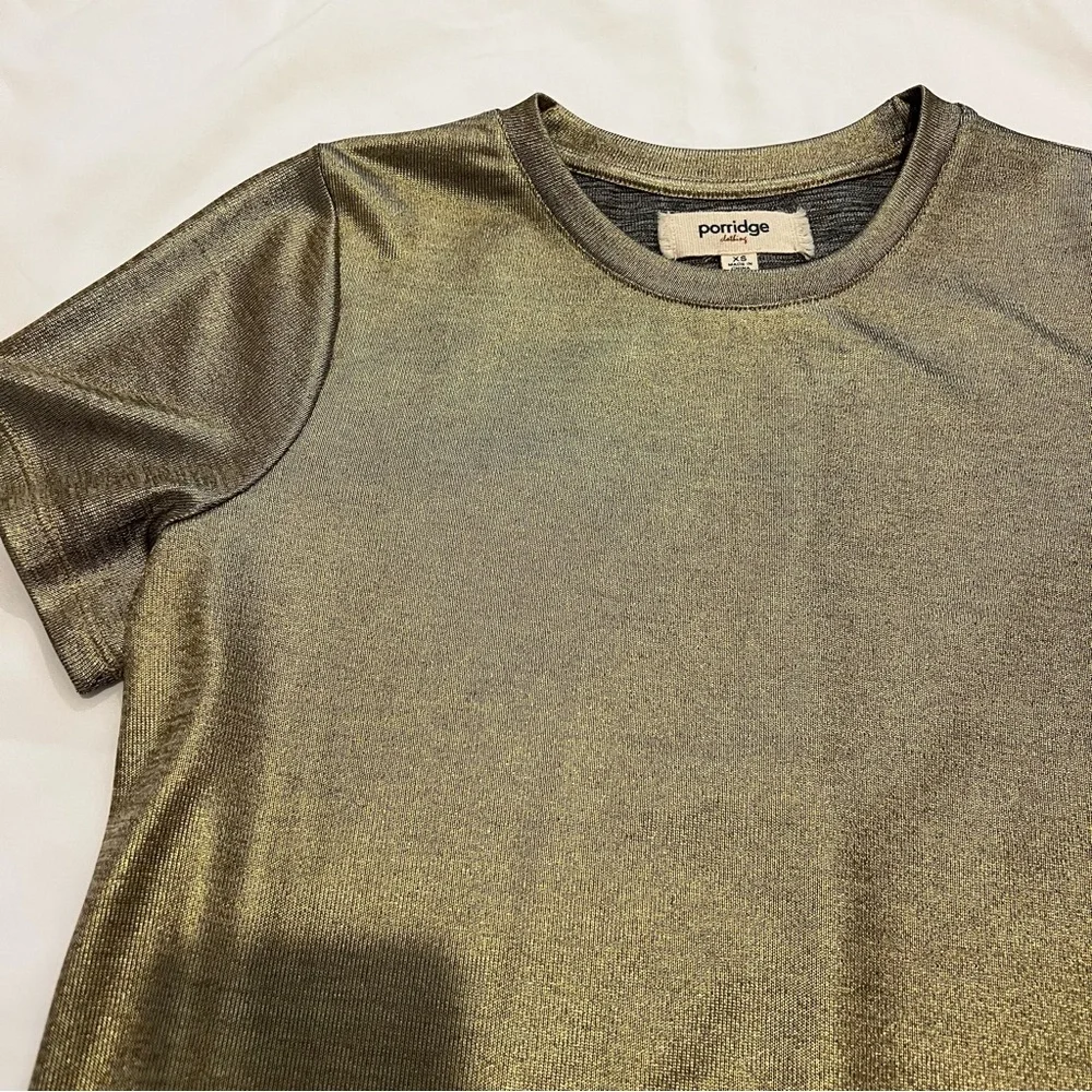 Porridge Gold Shine Glam Short Sleeve Tee Size XS - Picture 7 of 12